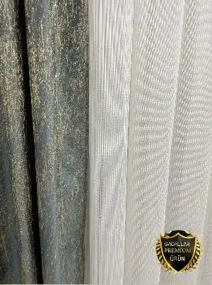 Simli Safir Ağır Gramajlı Dökümlü 1/3 Sık Pileli Ütü İstemeyen Tül Perde