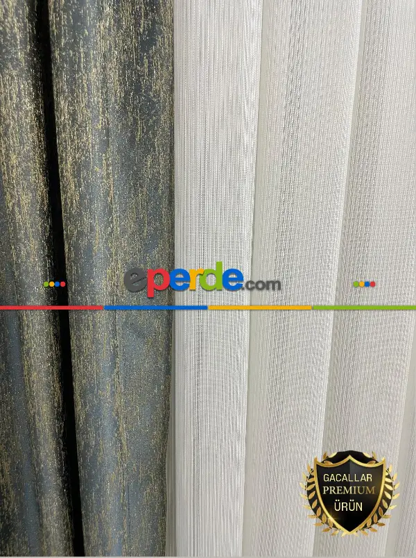 Simli Safir Ağır Gramajlı Dökümlü 1/3 Sık Pileli Ütü İstemeyen Tül Perde