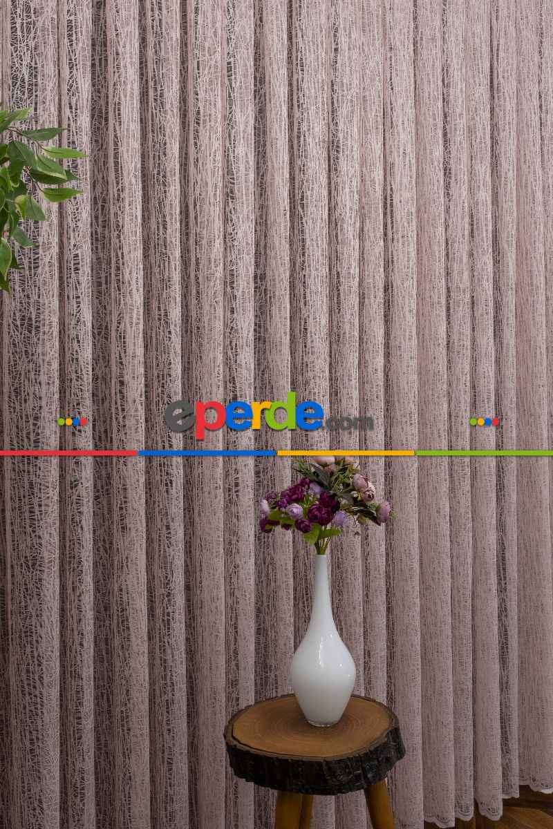 Yeni Tasarım Moda Cam Kırığı Örme Tül Perde Pudra - Pembe