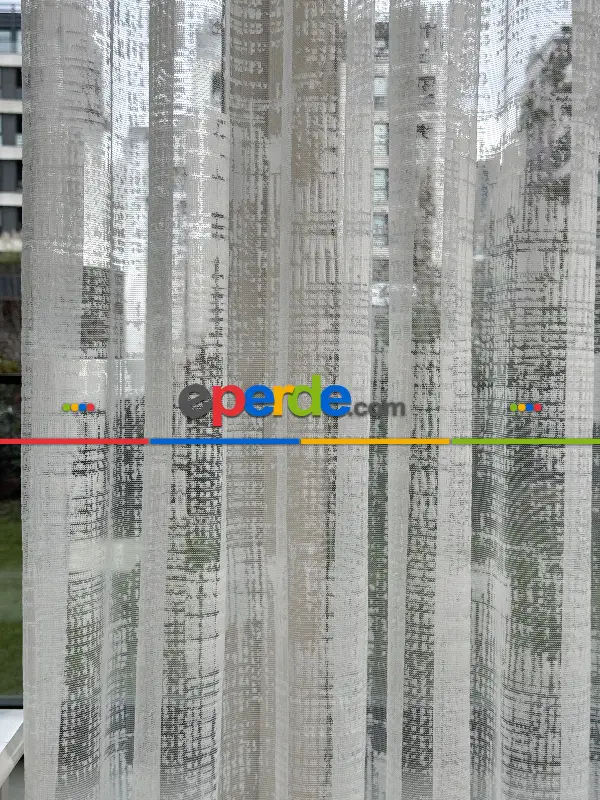 Oturma Odası - Desenli Fransız Dantel Örme Tül Perde, Desenli Ütü İstemeyen Tül