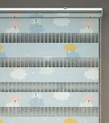 Bulut Desenli Baskılı Zebra Perde- Çok Renkli