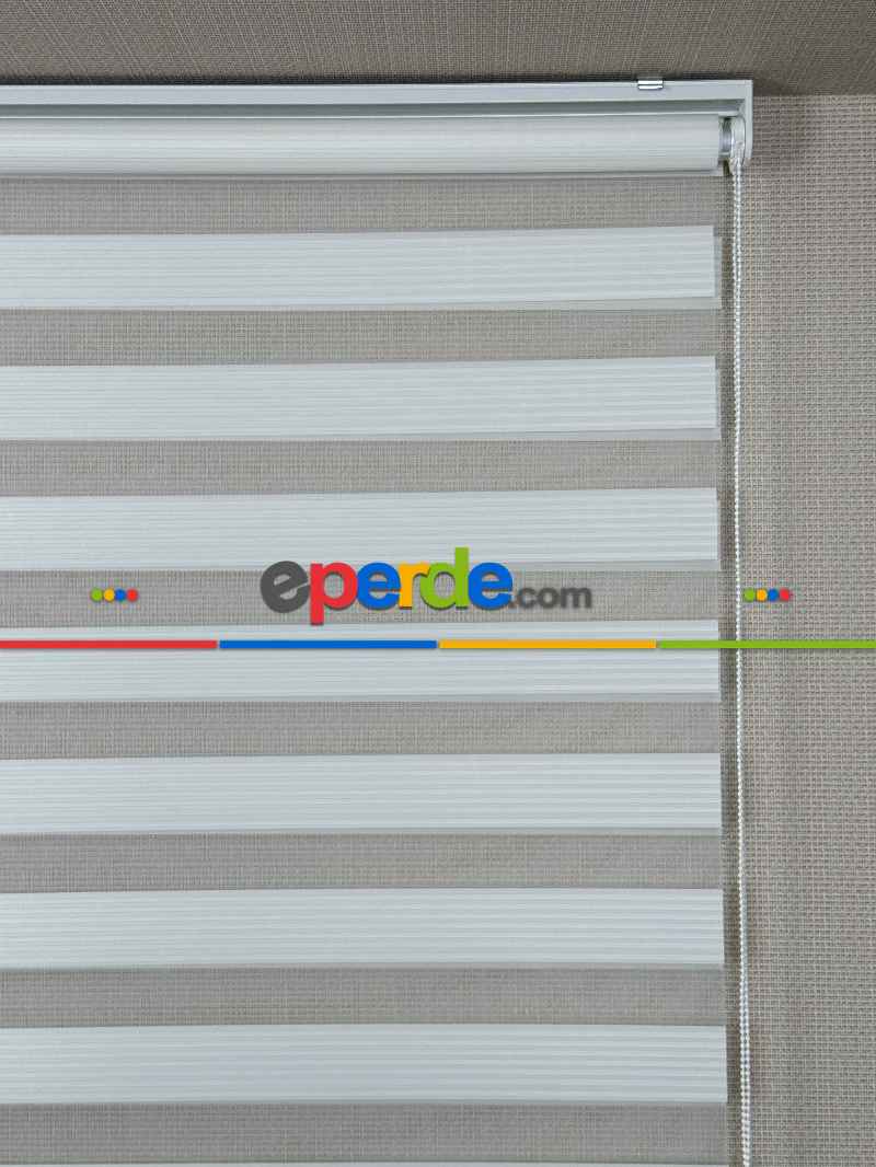 Yatak Odası Ekru Pliseli Dar Zebra Perde, Standart Metal Kasalı Yüksek Kalite Kornişe Kolay Montaj Seçenekli