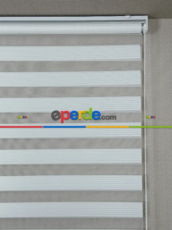 650tl Yerine - Ekru Pliseli Dar Zebra Perde, Standart Metal Kasalı Yüksek Kalite Kornişe Kolay Montaj Seçenekli