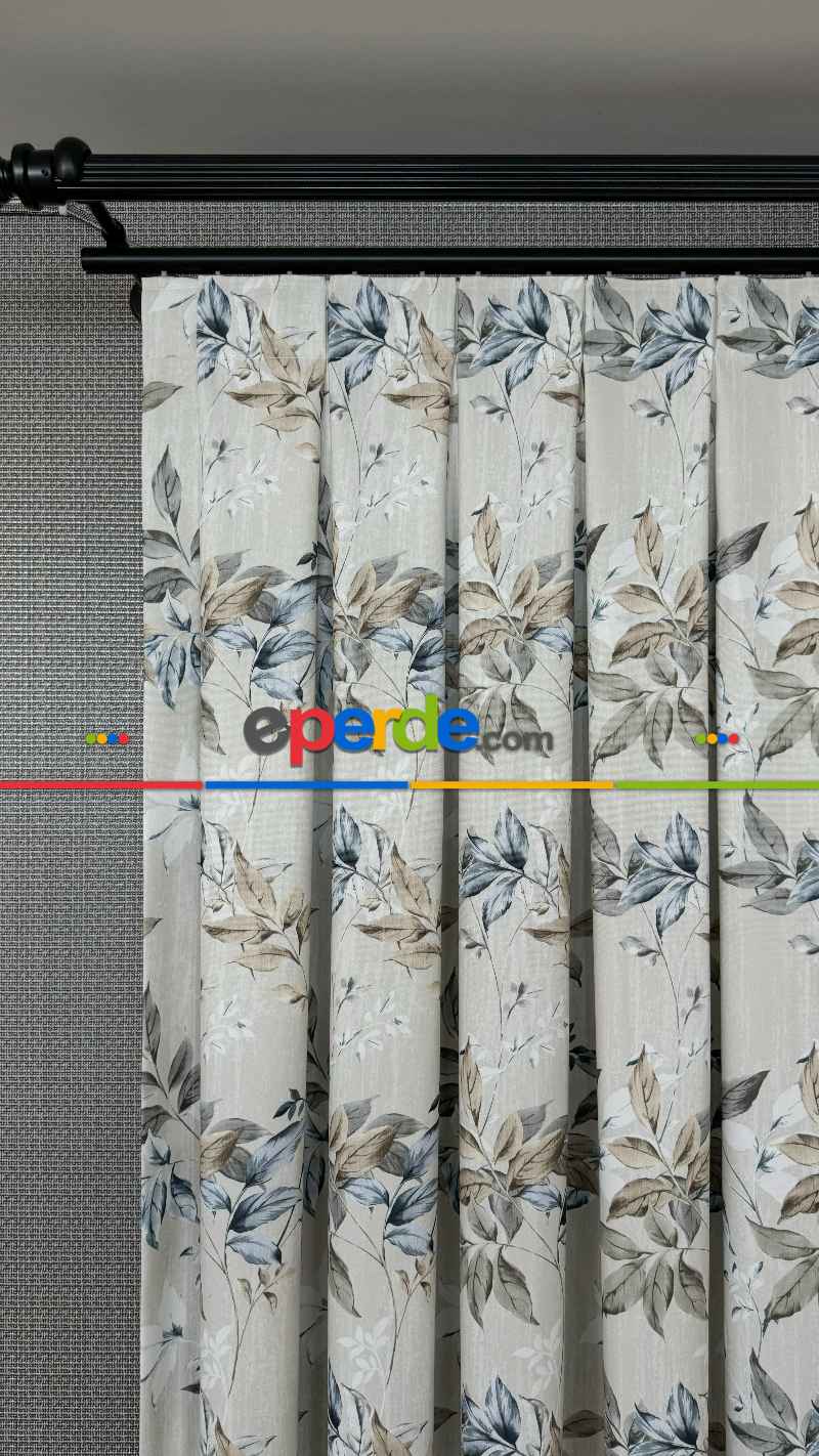 Çiçek Desenli Fon Perde - Premium Seri