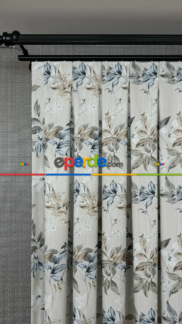 Çiçek Desenli Fon Perde - Premium Seri