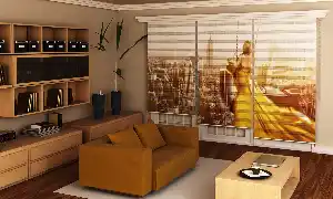 Salon Şehir Manzarası- Baskılı Zebra Stor Perde-  Çok Renkli 2