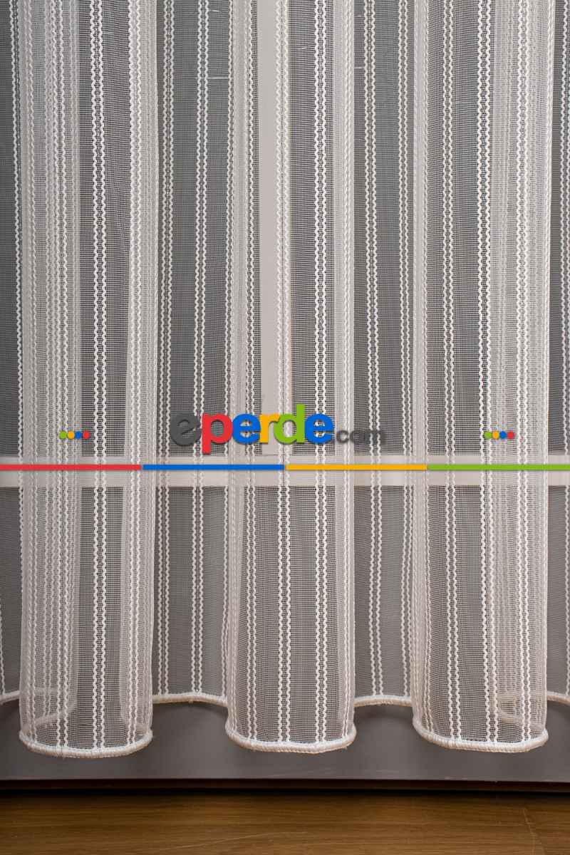 Yatak Odası - Çift Makarna Simli Armür Düz Tül Perde - Kurşunlu Tül