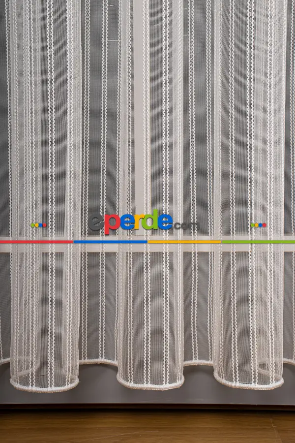 Mutfak Tül Çift Makarna Simli Armür Düz Tül Perde - Kurşunlu Tül