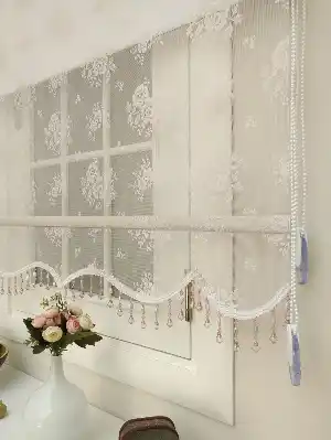Purda Pembe Çiftli Sistem Örme Tül Stor Perde Ve Stor Perde- Pembe Pudra Pembe 75cm X 200cm 