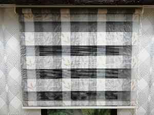 Yaprak Desenli Zebra Perde, Gri Krem