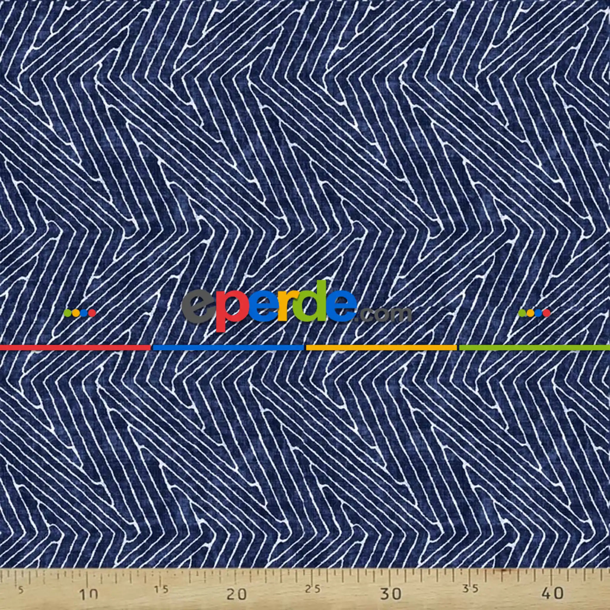 Lacivert Beyaz Zigzak Desenli Fon Perde Evm723 Kumaşı Kalındır Duck Bezi Değildir- Lacivert-Beyaz