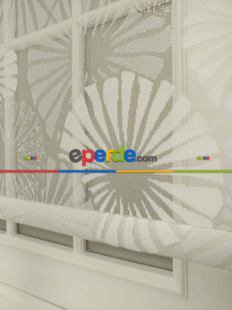 Yatak Odası - Jakar Örme Tül- Ekru Çiftli Sistem Dantel Desenli Perde- Ekru