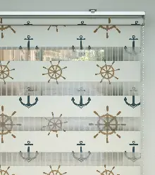 Denizci Desen Baskılı Zebra Perde- Çok Renkli