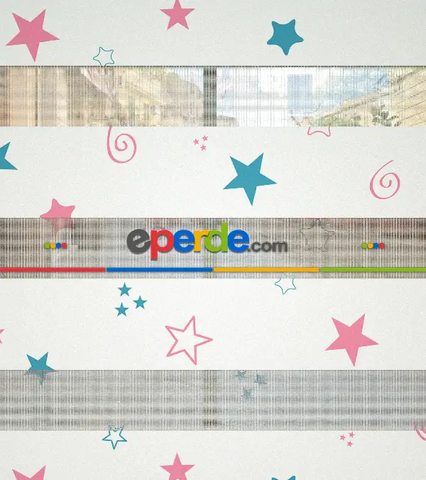 Yıldız Desenli Baskılı Zebra Perde- Çok Renkli