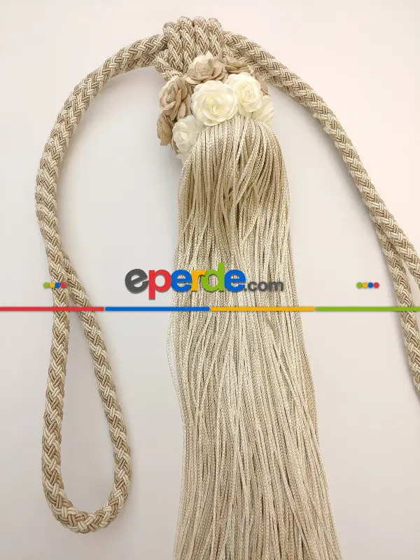 Krem Bej Braçol Perde Bağı- Krem-bej