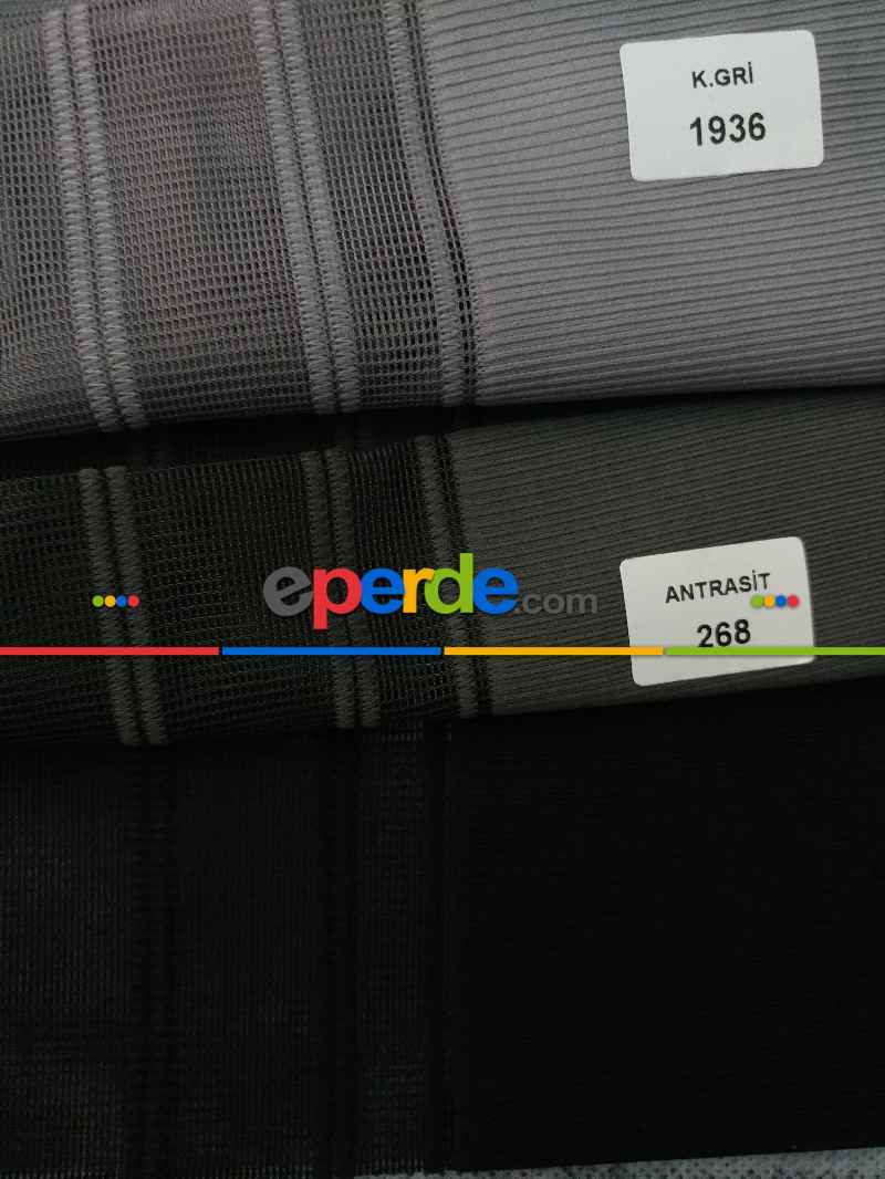 Lens Akıllı Dikey Tül Perde 114- Lacivert-beyaz-kiremit Rengi