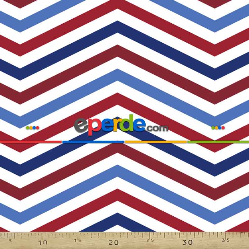 Zigzag Desenli Fon Perde Evm408-5kumaşı Kalındır Duck Bezi Değildir- Lacivert-Mavi-Beyaz-Bordo