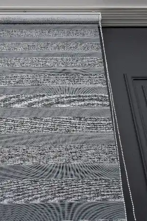Gri Zebra Perde, Bambu İpliği Kalın Doku Zeminli, Yüksek Kalite Ürün