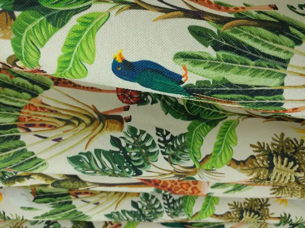 Tropikal Hayvan Desenli Fon Perde Evm582 Kumaşı Kalındır Duck Bezi Değildir- Yeşil-Kahverengi-Kırmızı-Sarı-Krem