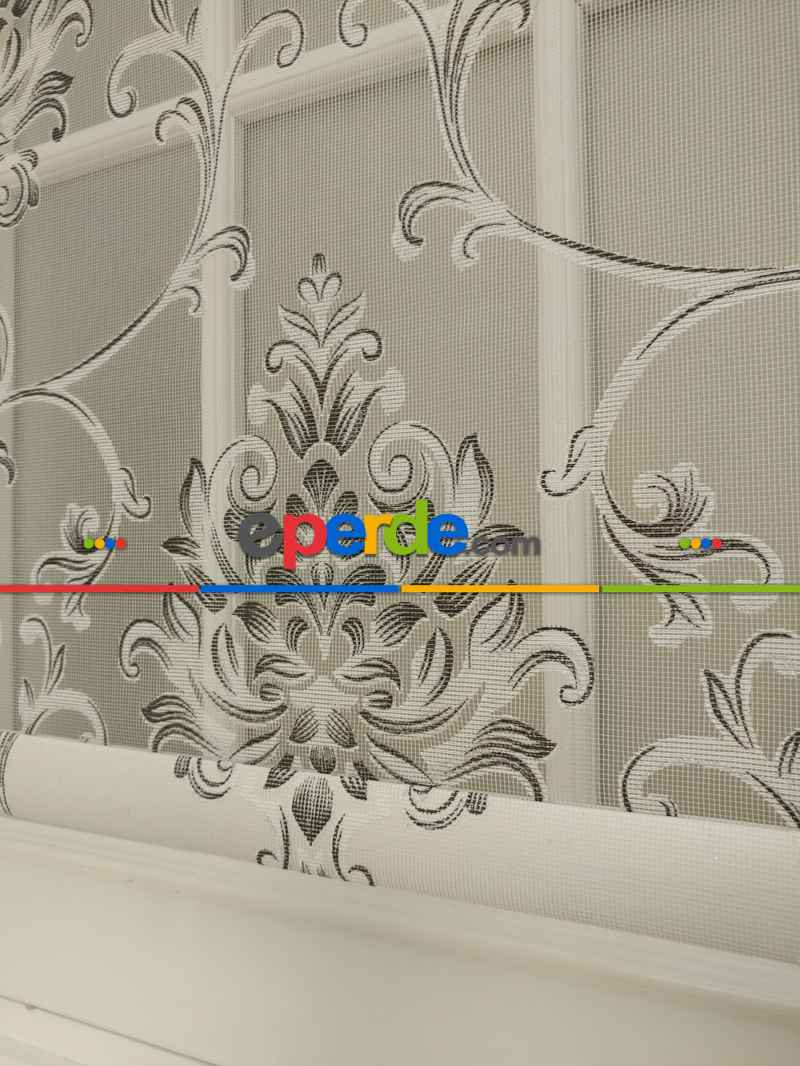 Yakma Tül Stor - Çiftli Sistem Desenli Perde (burn Out)- Antrasit