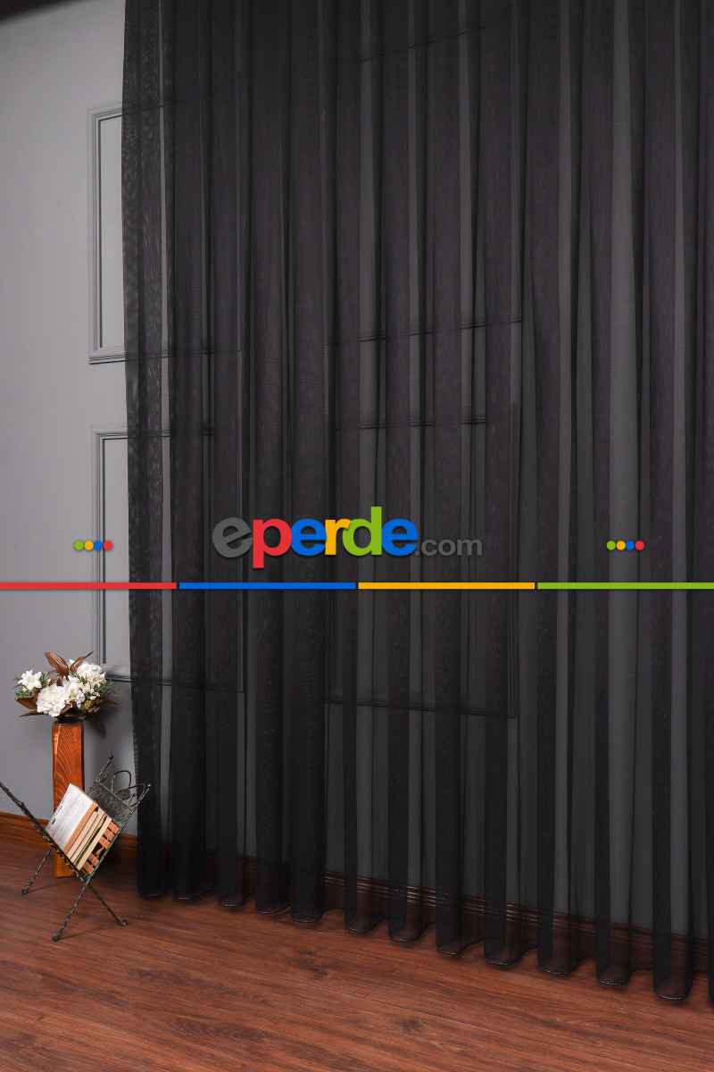 Siyah Grek Tül Perde Petek Zemin