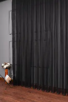 Salon Tül - Siyah Grek Tül Perde Petek Zemin