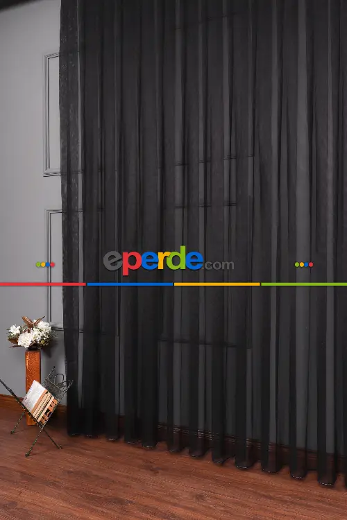 Siyah Grek Tül Perde Petek Zemin