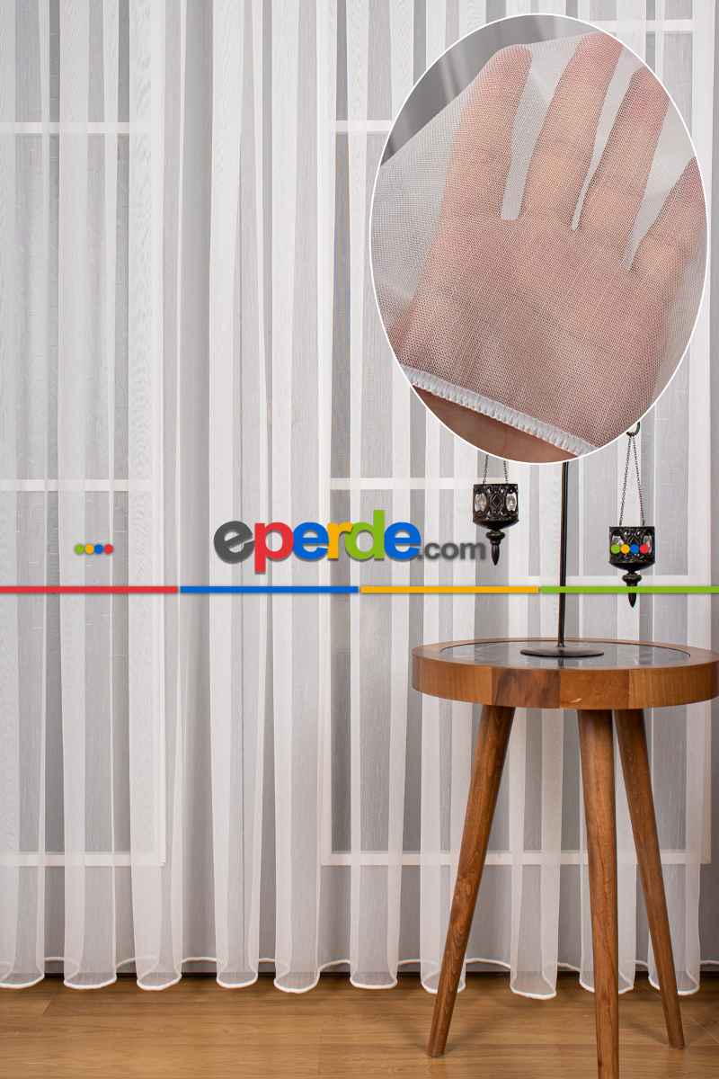 Salon Tül Perde - Hafif Keten Armür Tül Kampanyalı Fiyat !! Ekru Renk Kırık Beyaz- Ekru