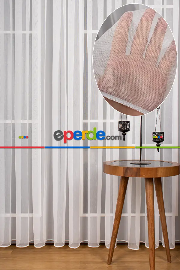 Salon Tül Perde - Hafif Keten Armür Tül Kampanyalı Fiyat !! Ekru Renk Kırık Beyaz- Ekru