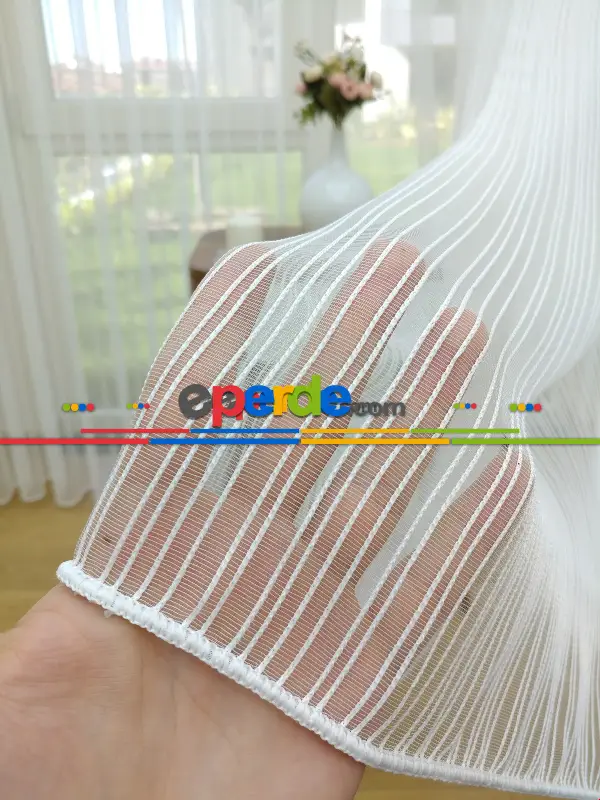 Mutfak Tül Ekru Zincir Desenli Düz Tül Perde !!!özel İndirimli Fiyat