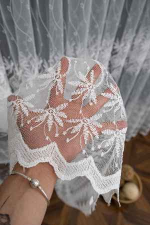 Brode Yoğun İşlemeli Tül Perde Çok Dökümlü - Ütü İstemez - İtinalı Dikiş