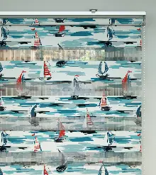 Yelkenli Desen Baskılı Zebra Perde- Çok Renkli