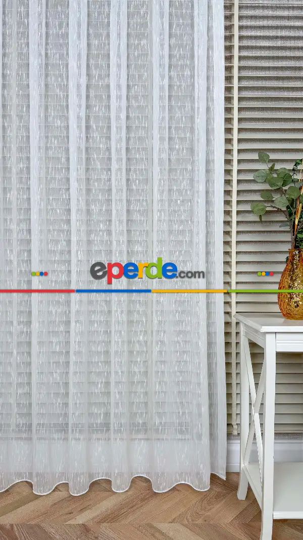 Ekru, Seyrek Pile, Bambu Şantuk, Tül Perde,yumuşak, Dökümlü