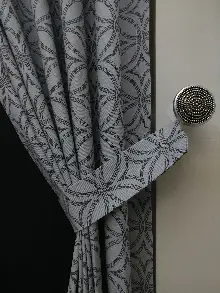 Dairesel Desenli Oturma Odası Fon Perde- Gri-füme-antrasit