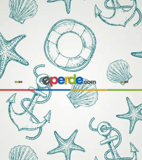 Denizci Desenli Baskılı Stor Perde- Yeşil-ekru