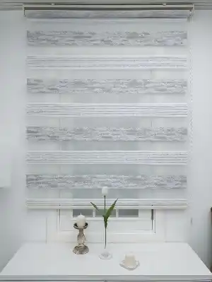 Çizgili Zebra Perde - Taş Rengi- Taş Rengi