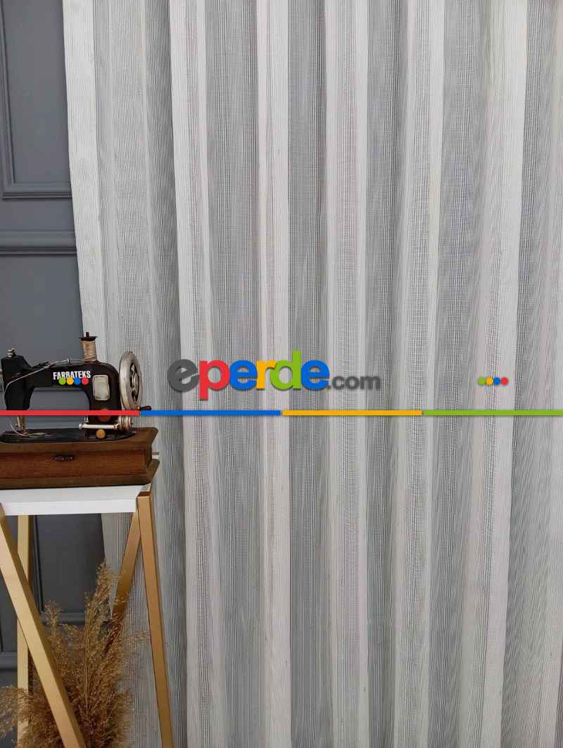 Yatak Odası - Keten Gümüş Silver Simli Varaklı Daho Tül Perde