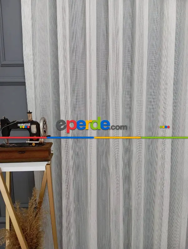 Salon - Keten Gümüş Silver Simli Varaklı Daho Tül Perde