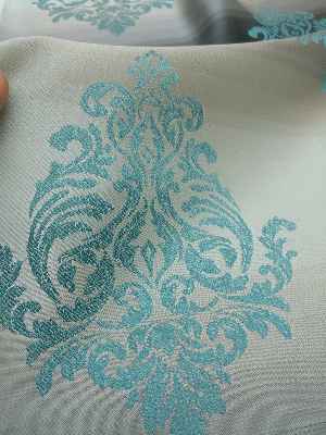 Renk Geçişli Jakar Desenli Salon Fon Perdesi - Turkuaz - Füme - Vizon- Bej-füme-turkuaz