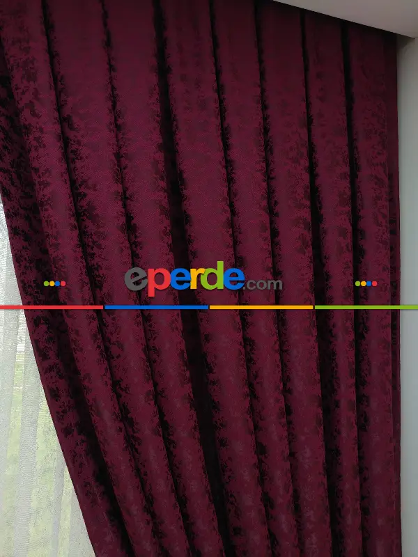 Bordo Duz Jakar Fon Perde (150)- Bordo