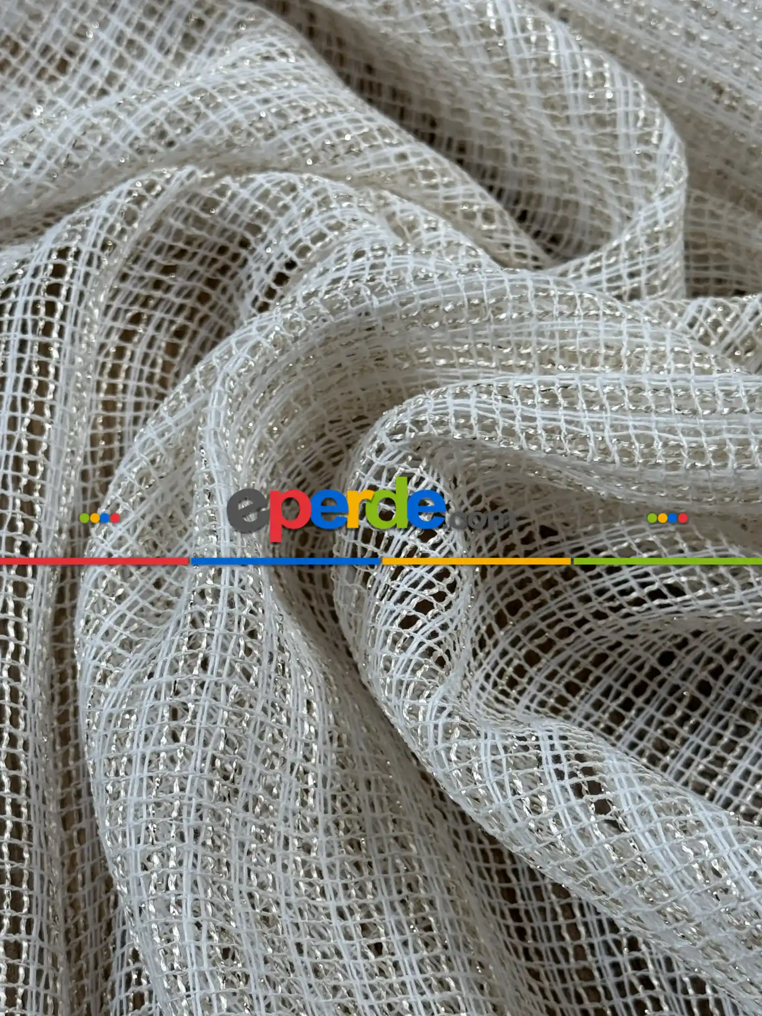 Salon - Simli Özel İplik Doğal Doku Düz Tül Perde - Özel Dokuma Ağır Gramajlı Premium