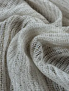 Oturma Odası - Simli Özel İplik Doğal Doku Düz Tül Perde - Özel Dokuma Ağır Gramajlı Premium