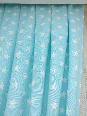 Yıldız Desenli Fon Perde ( Leke Tutmaz )- Mavi Açık