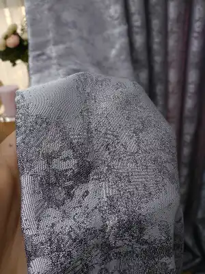 Patinedesenli Lila Koyu Renk Jakar Desenli Fon Perde- Lila Koyu Lila