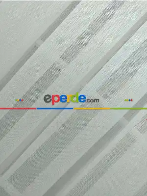 İnce Çizgili Keten Tül - Kurşunlu Tül