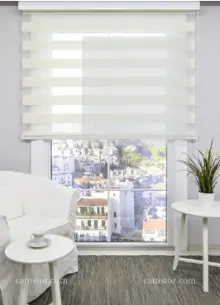 Oturma Odası - Ekru Mikro Pilise Zebra Perde- Beyaz-ekru