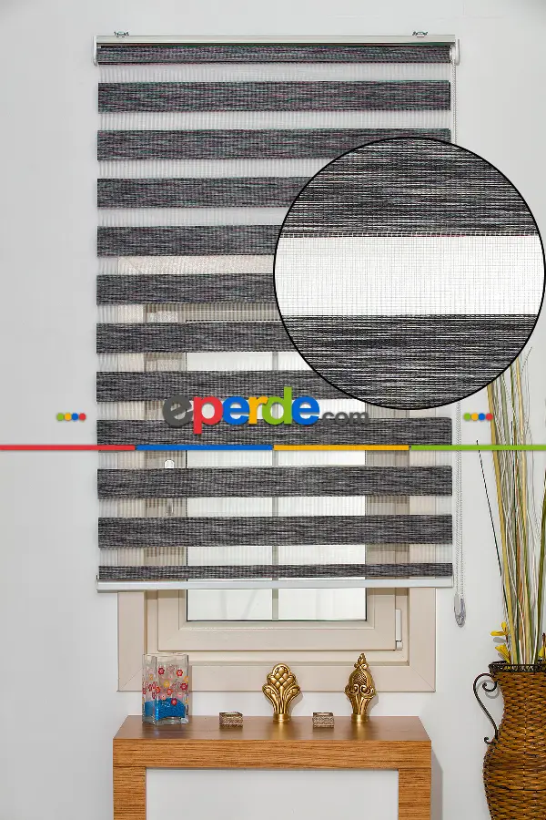 Salon Zebra Perde -Indirimli !!! Zebra Perde Füme Bambu Ozel Fiyat- Füme