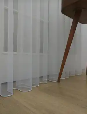 Grek Düz Tül Perde - Petek Zemin (dökümlü) Ekru Kırık Beyaz