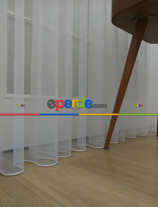 Grek Düz Tül Perde - Petek Zemin (dökümlü) Ekru Kırık Beyaz