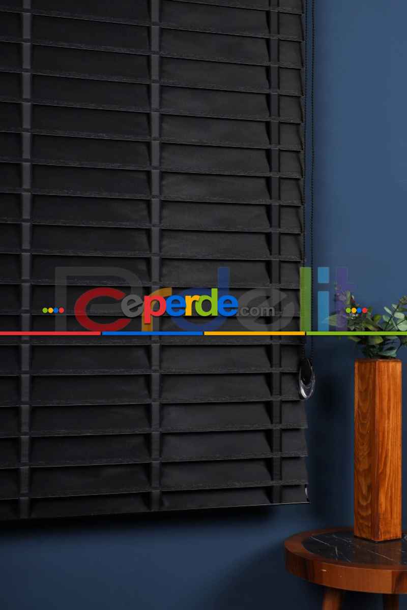 Siyah 50mm Silüet Kumaş Jaluzi Perde